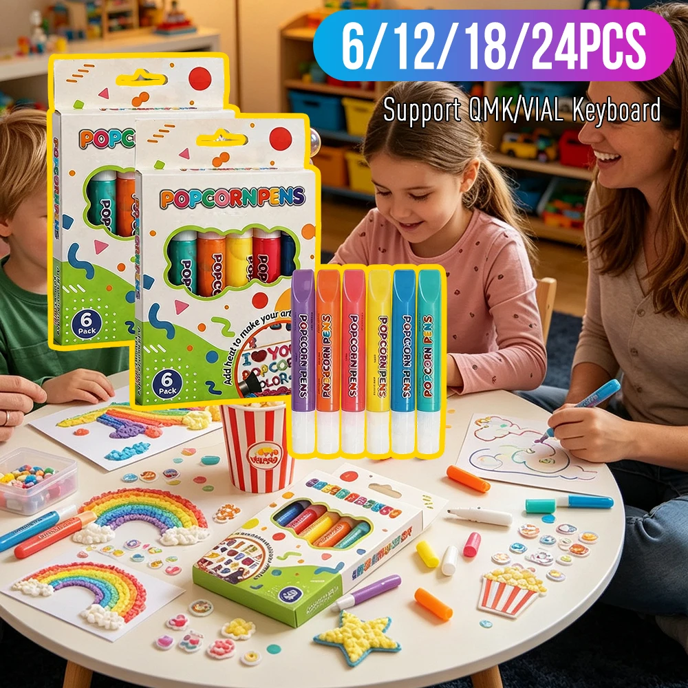 Magic Popcorn Pen, DIY Bubble Popcorn Drawing Pens, 3D Puffy Embellish Decorate Graffiti Stationery for Cards Kids Christmas