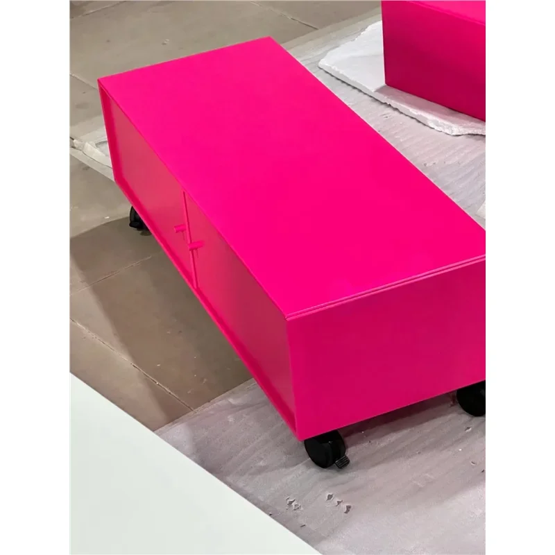 ไม้เนื้อแข็งทั้งหมด ตู้วางทีวีโดปามีนทาสี ตู้เก็บของ เคลื่อนย้ายได้ด้วยรอก