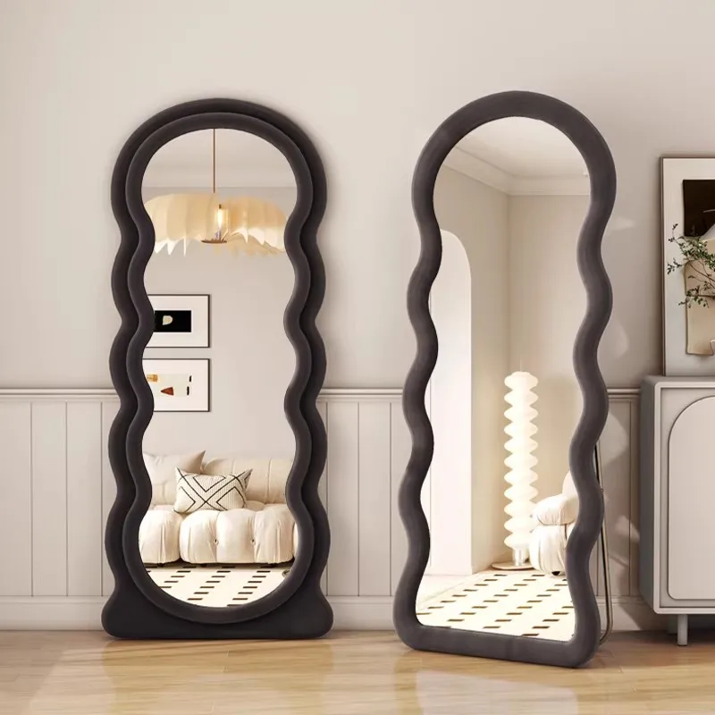 

HYS wave full-body mirror floor-to-ceiling mirror fitting mirror home girls bedroom fabric