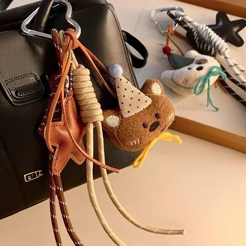 للجنسين حقيبة المعلقات الكرتون أفخم دمية دب دمية ستار مضحك لطيف Kawaii عالية الجودة حقيبة الملحقات سلاسل المفاتيح متعددة الوظائف