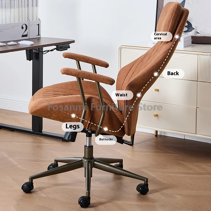 Vintage Faux Suede Executive Office เก้าอี้ปรับ Luxury Home นอนเก้าอี้คอมพิวเตอร์ Ergonomic Gaming หมุนโต๊ะเก้าอี้