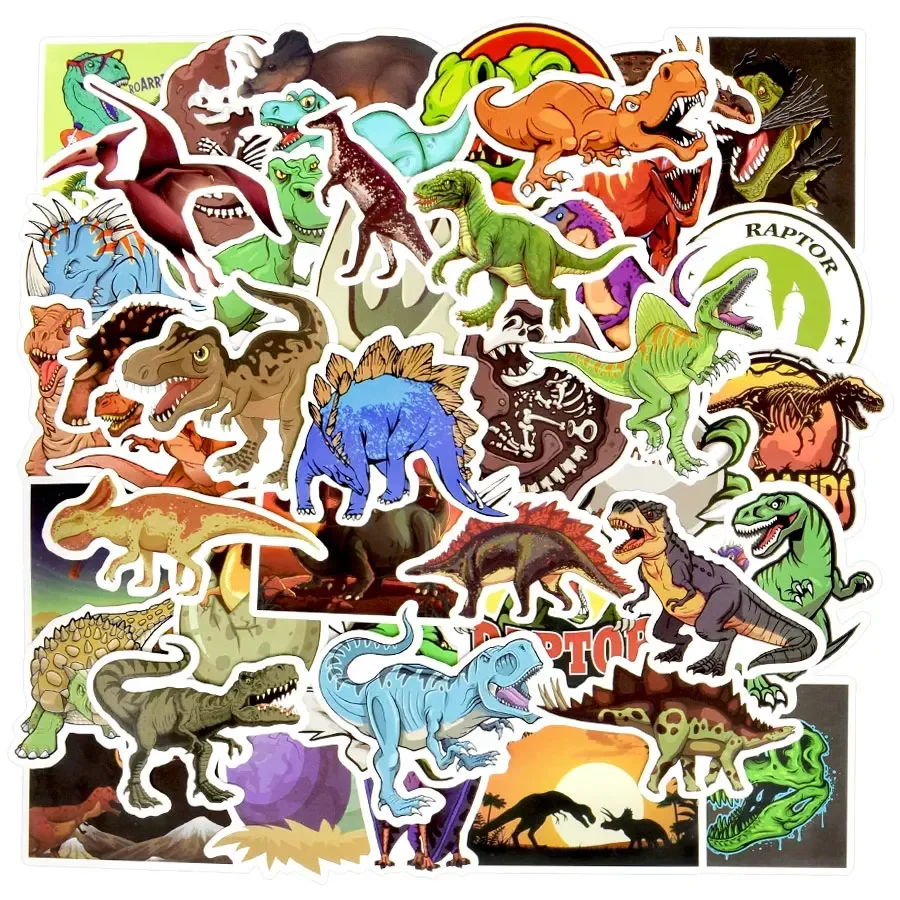 50 PCS Dinosaur Animal Stickers Boys Toys Jurassic Anime Cool Funny Waterproof Sticker to DIY Cups Skateboard Car Laptop Sticker