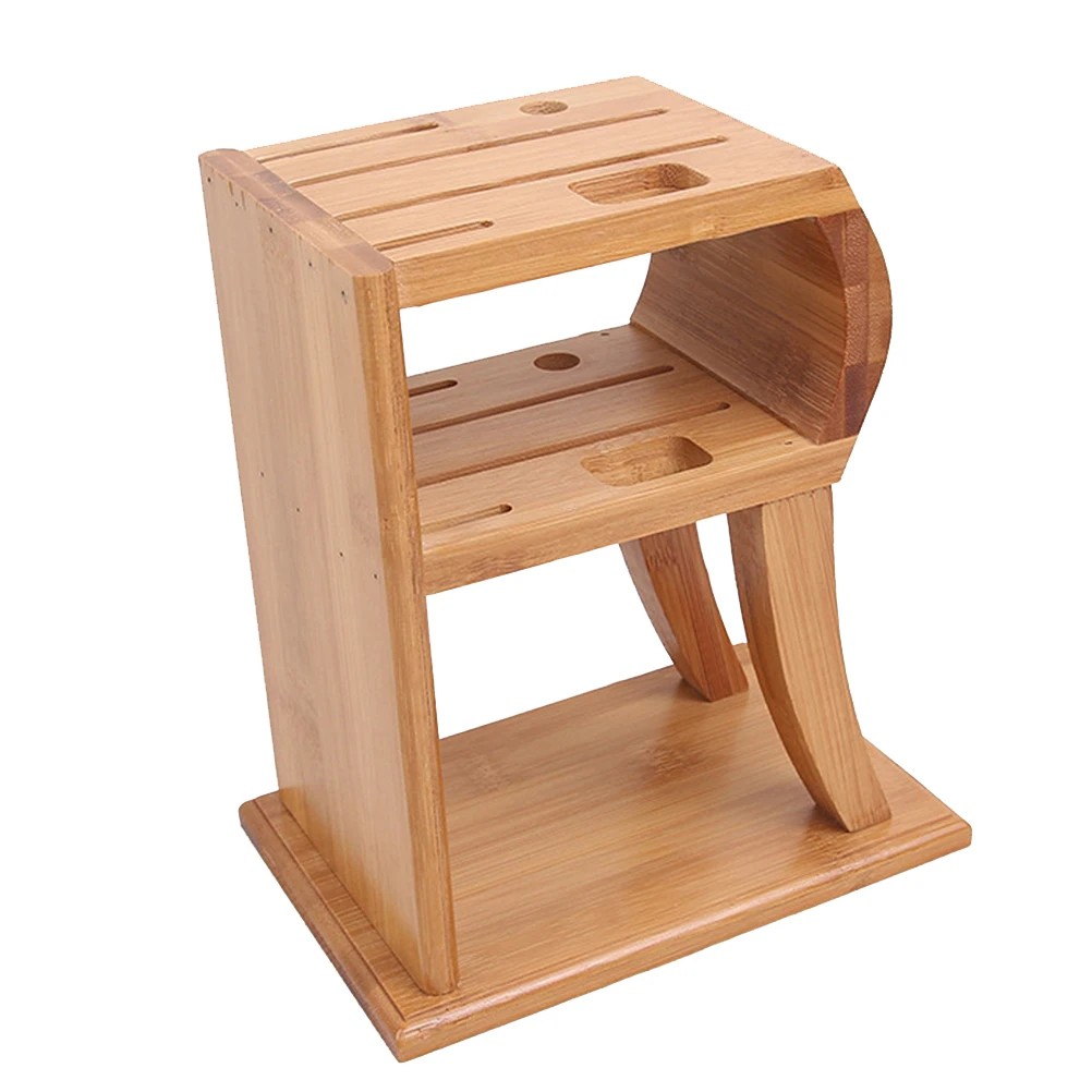 

Bamboo Knife Holder Rack 6 Slots Kitchen Cutlery Storage Block Ventilated Wide Slots Spice Stand Easy Clean Anti