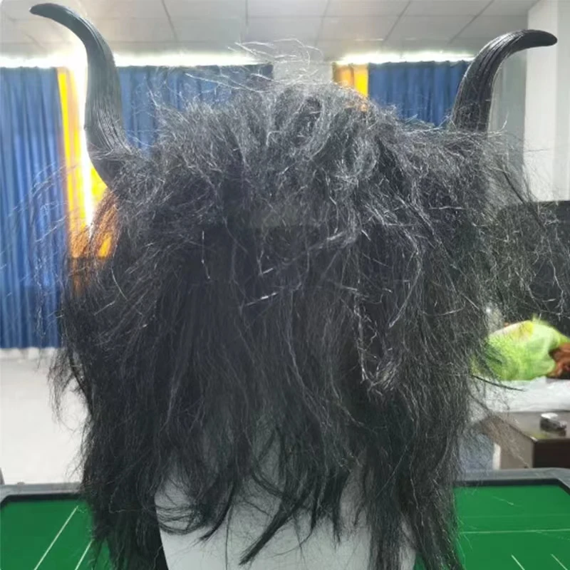 Bull Demon King Adult  Party Mask Halloween Costume Props Funny Latex Mask Fun Movie Mask with Hair and Horn Role Playing Mask