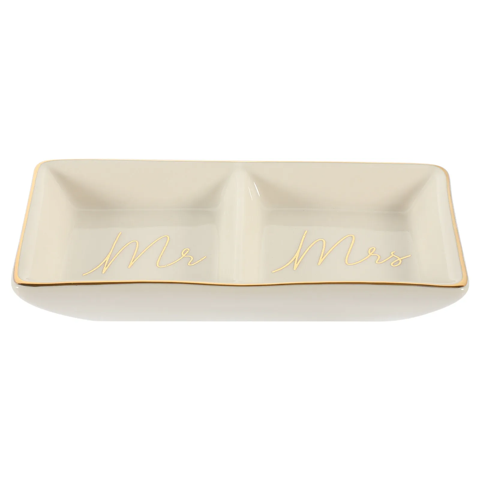 

Ceramic Jewelry Dish Tray Double Grids Trinket Small Dish for Rings Earrings Decorative Organizer Jewelry Tray