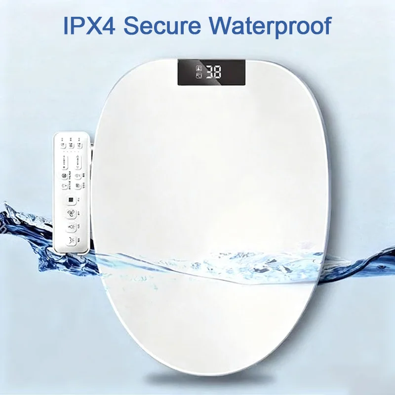 Smart Bidet Toilet Seat Heated Elongated Lid Warm Air Dryer Feminine Wash Night Light Instant Heating Toilet Cover for Bathroom