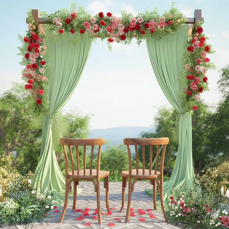 Sage Green Wedding Arch Chiffon Sheer Drapes for Baby Shower Birthday Party Backdrop Curtains Christmas Decoration Home Supplies