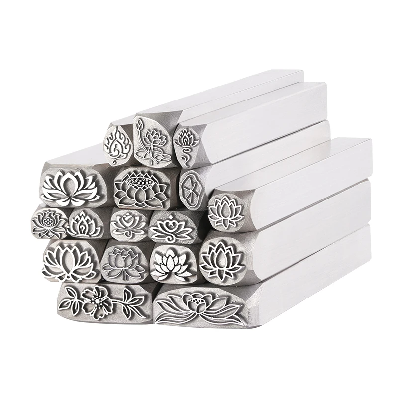 Lotus Flower Design Metal Stamps Jewelry Making Punch Steel Puncher Carving Pressing Stamp Leather Silver Craft Embossing Tools