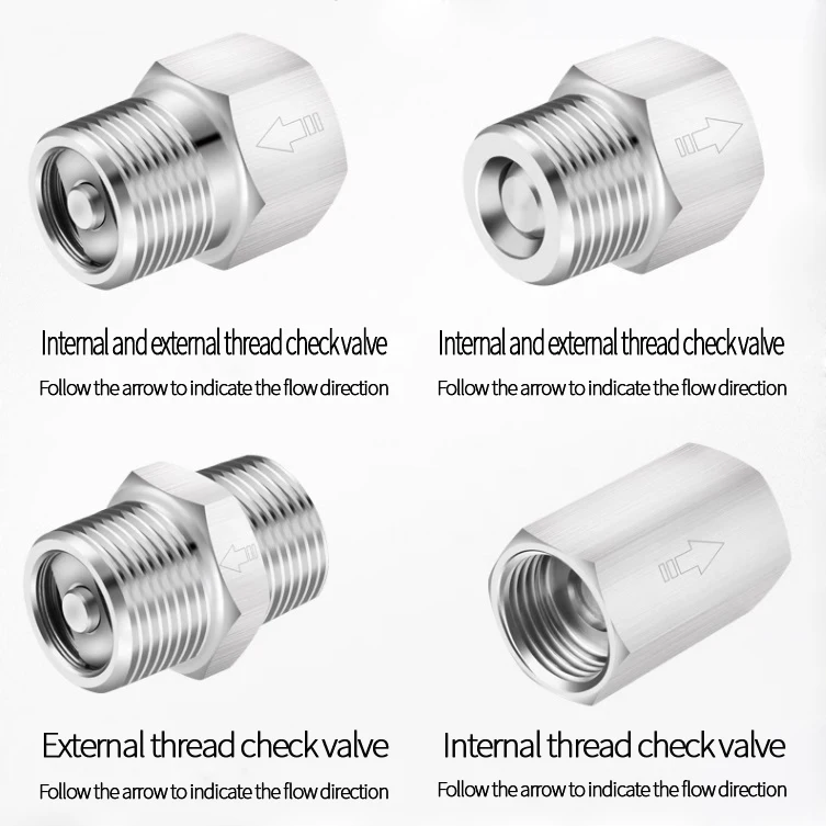 1/8“1/4 "1/2" 3/4 "1" BSP Einweg-Rückschlagventil mit Innengewinde und Außengewinde, gerade, aus Edelstahl 304 – Detail 1