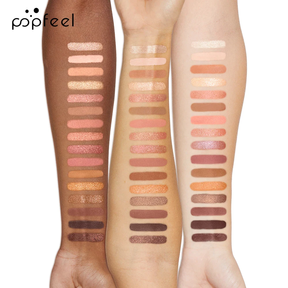 POPFEEL Makeup Nude Colors Eyeshadow Palette Natural Nude Matte Shimmer Glitter Pigment Eye Shadow Pallete 16 Colors