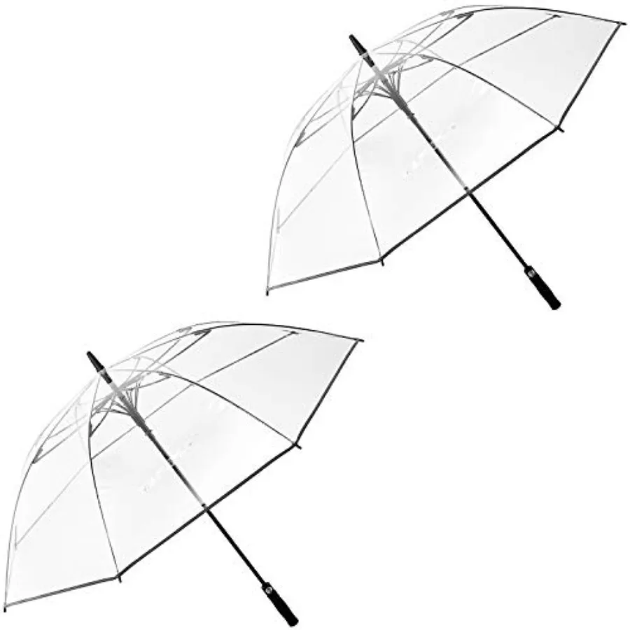 

Clear Golf Umbrella Transparent Auto Open Large Stick Umbrella Oversized Windproof Waterproof with Sleeve for Women Men