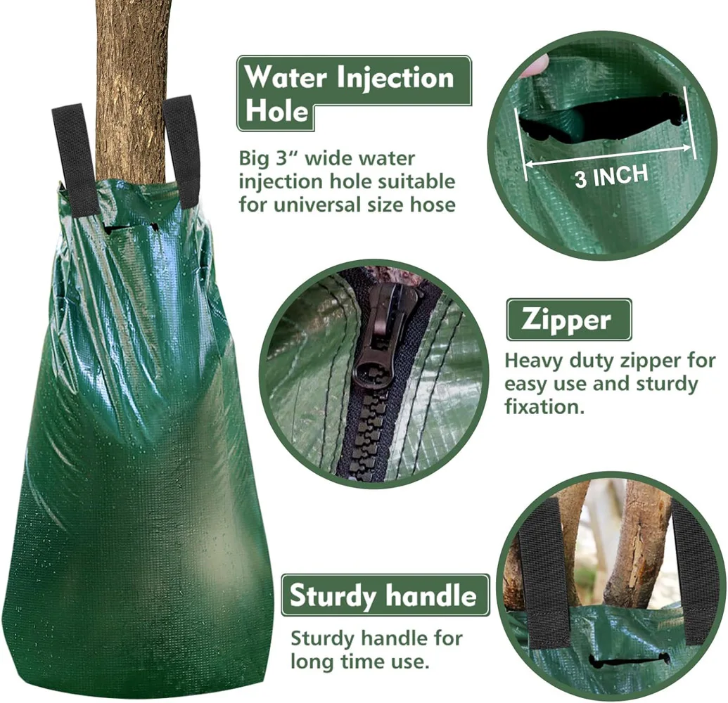 1/2/3Pcs Tree Watering Bag 20 Gallon Watering Bag for Trees with Heavy Duty Zipper Premium PE Slow Release Drippers