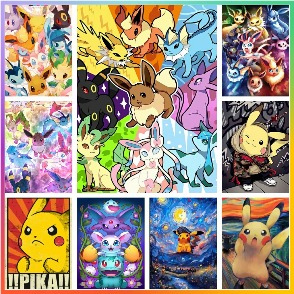 Pokemon Kawaii Cute Cartoon 5D DIY Cartoon Diamond Painting Cross Stitch Art Mosaic Home Decor Pictures Printed New Arrivals