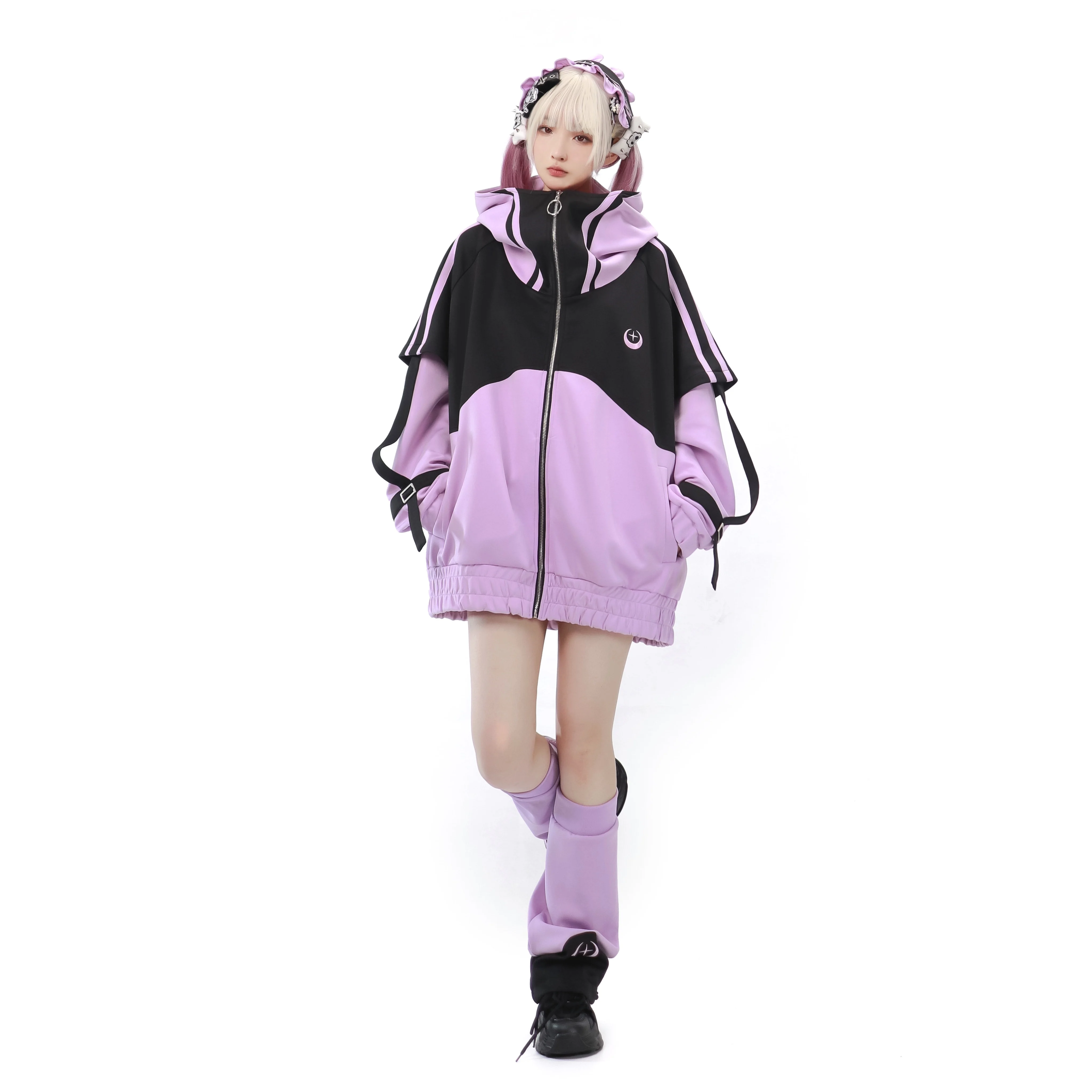 Sweet Water Color System Mine System Mass-Produced Sports Suit 2023 New Loose Cute Long Sleeve Purple Jacket and Pants for Women