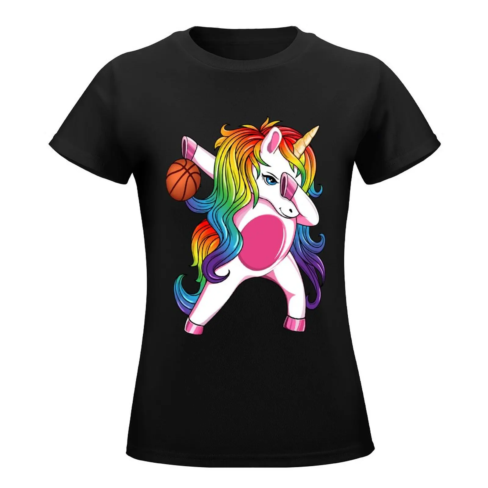 Basketball Ball Unicorn Dabbing T-Shirt oversized summer top Blouse t-shirts for Women graphic tees