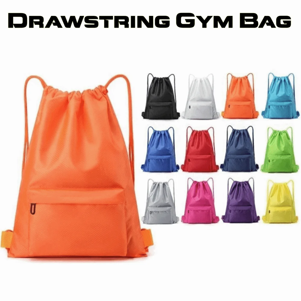 Solid Color Drawstring Gym Bag Large Capacity Quick Drying Sports Backpack Adjustable Straps Waterproof Dual-Shoulder Sports Bag