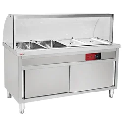 220V Commercial Stainless Steel Fast Food Warming Table, Anti-drying and Anti-burning Cafeteria Food Cart for Cafeteria