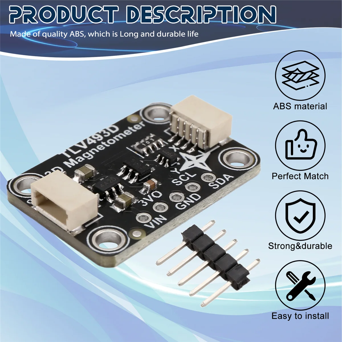 Modul Magnetometer Tiga Sumbu A93P TLV493D Kompatibel dengan STEMMA QT Qwiic