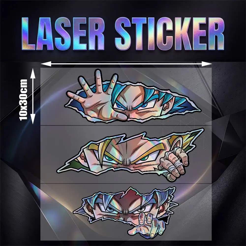

DRAGON BALL GOKU EYES Vegeta Holographic Anime Car Sticker Laser Reflective Waterproof Vinyl Decal for Car Window Motorcycle