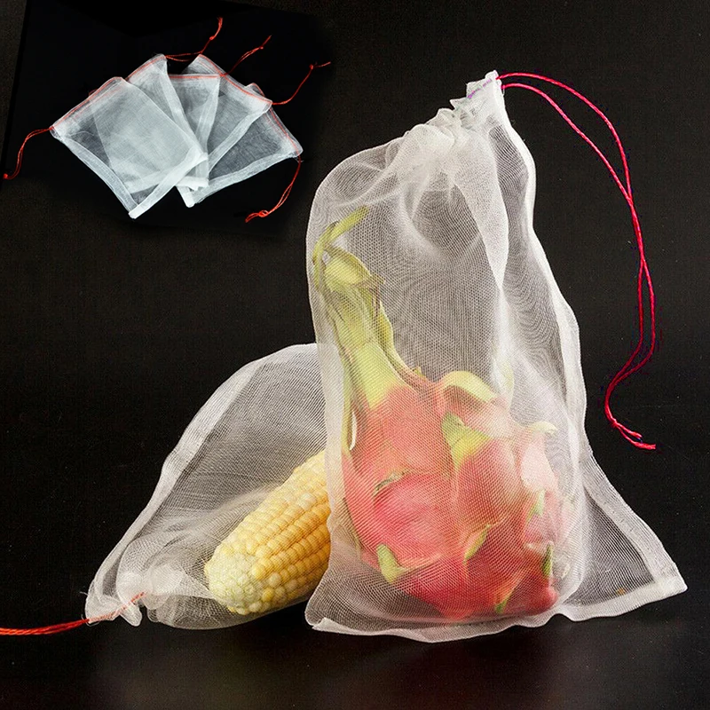 Fruit Vegetables Mesh Bags Drawstring Bags Anti Insects Pests Birds Breathable Bag Reusable Storage Bag Home Kitchen Supplies