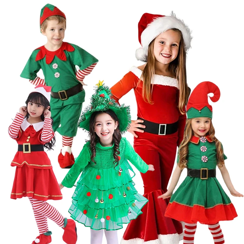 

Baby Girls Christmas Santa Claus Costume Kids Cosplay Tutu Red Dresses Children Dress Up Clothes With Hat Carnival Party Gift