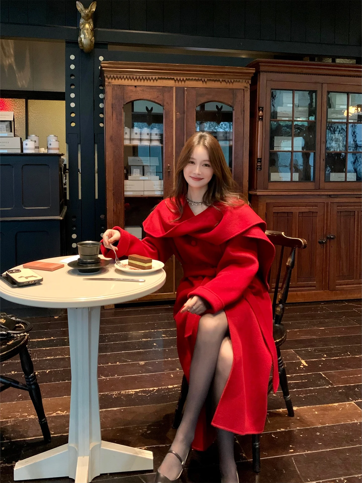 

Двустороннее шерстяное пальто Coisini Cisas для Нового года с поясом-ремнем, повседневное, утонченное, молодежное, женское, верхняя одежда