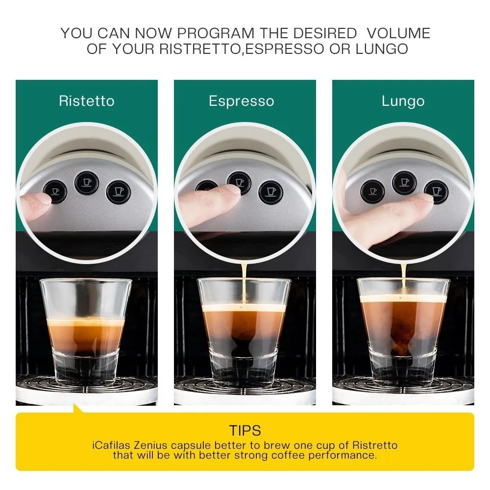 Reusable Refillable Coffee Capsules Metal Filter 3-4g Capacity Coffee Filter Pods 304 Stainless Steel for Nespresso Zenius