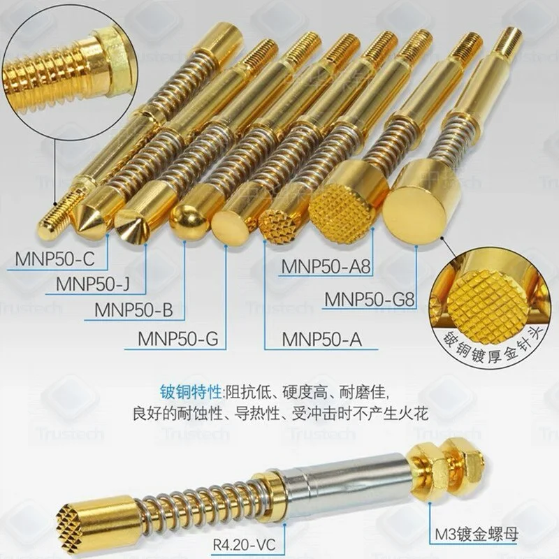 Original probe MNP50-B/G/A/A8/C/J of hard beryllium copper with a current capacity of 40A to 100A for high current applications