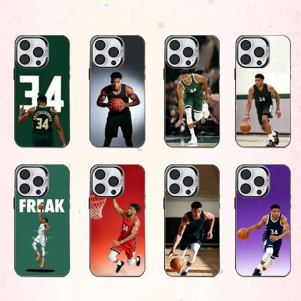 

Basketball G-Giannis A-Antetokounmpo Phone Case For iPhone17,16,15,14,13,12,11 Plus,Pro Max Colored Silver Plated Inside Cover
