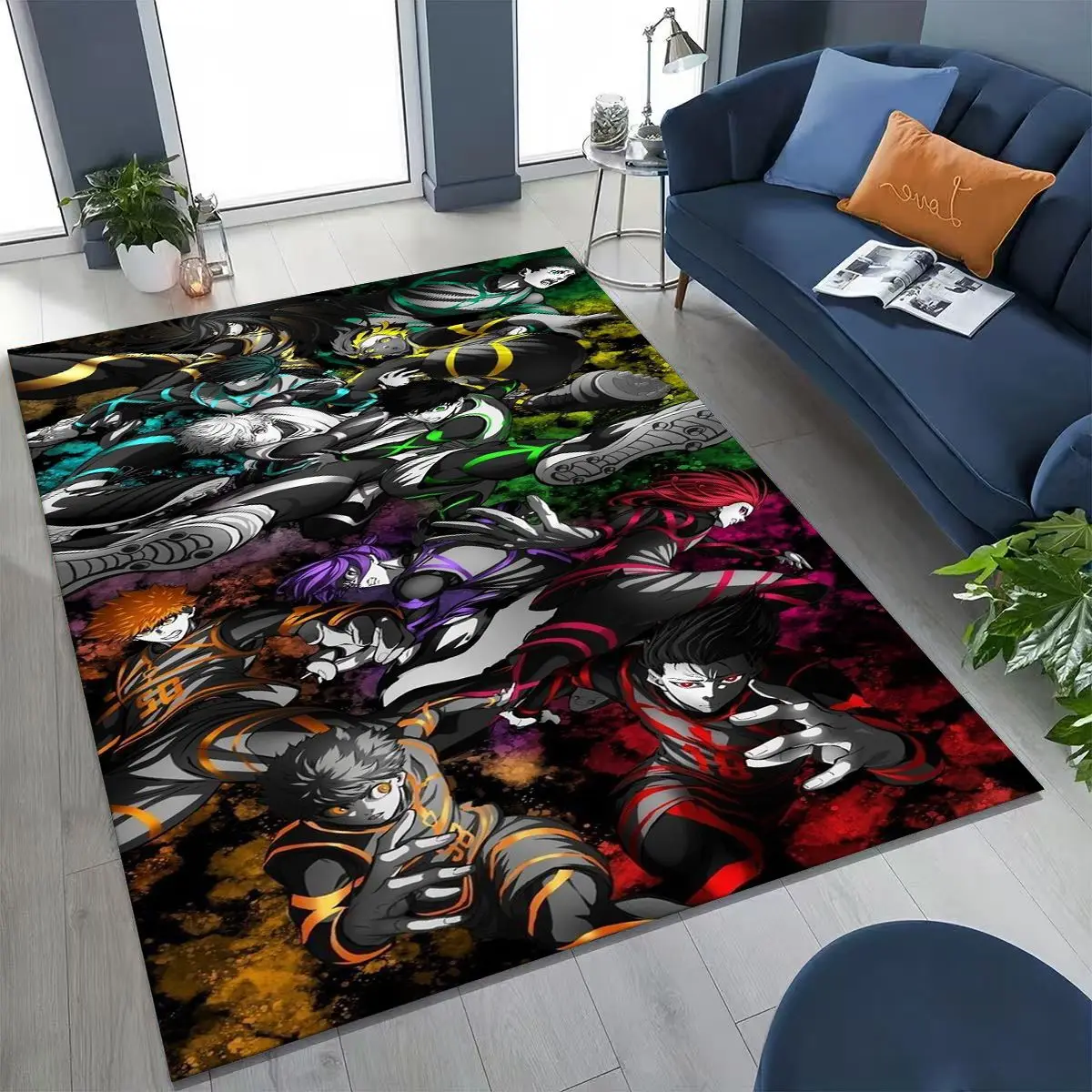 

Cartoon BLUE LOCK Football Anime Isagi Rug for Bedroom Living Room Sofa Home Doormat Decor, Large Kids Play Non-slip Floor Mat