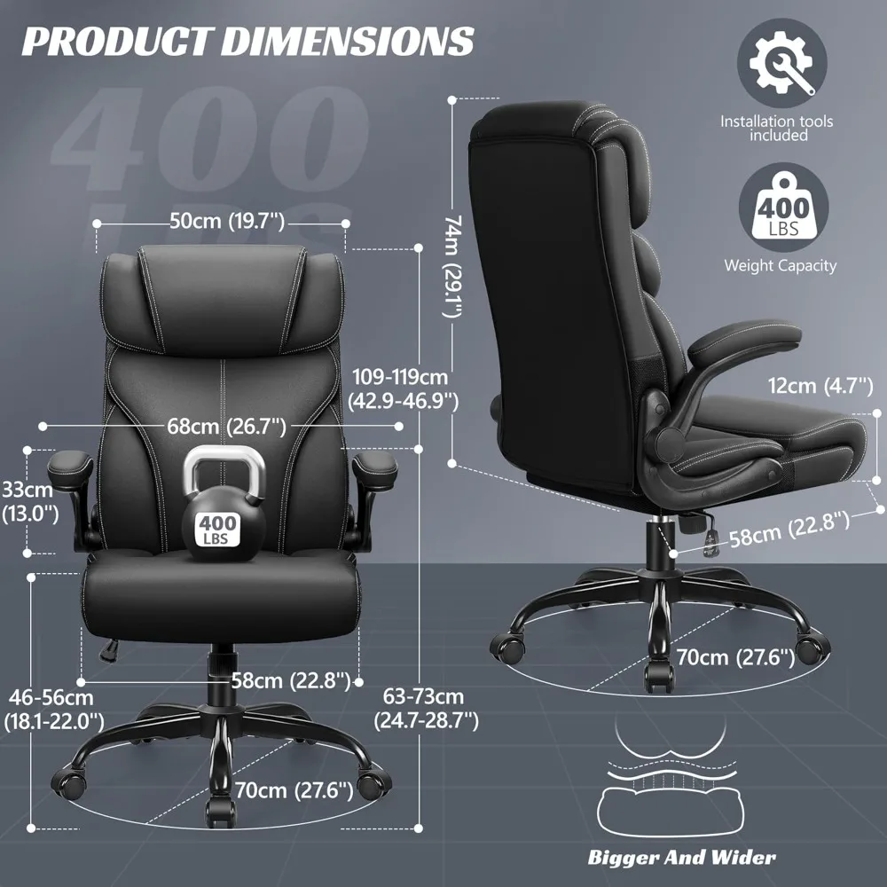 Office Chair, Ergonomic Big and Tall Computer Desk Chairs, Executive Breathable Leather Chair