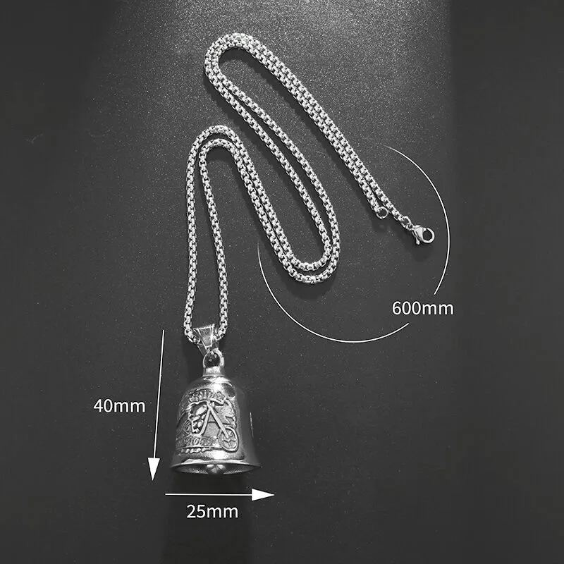 Retro Silver Color Punk Motorcycle Skeleton Character Bell Pendant Men\\\\\'s Lucky Rider Motorcycle Accessories Gift