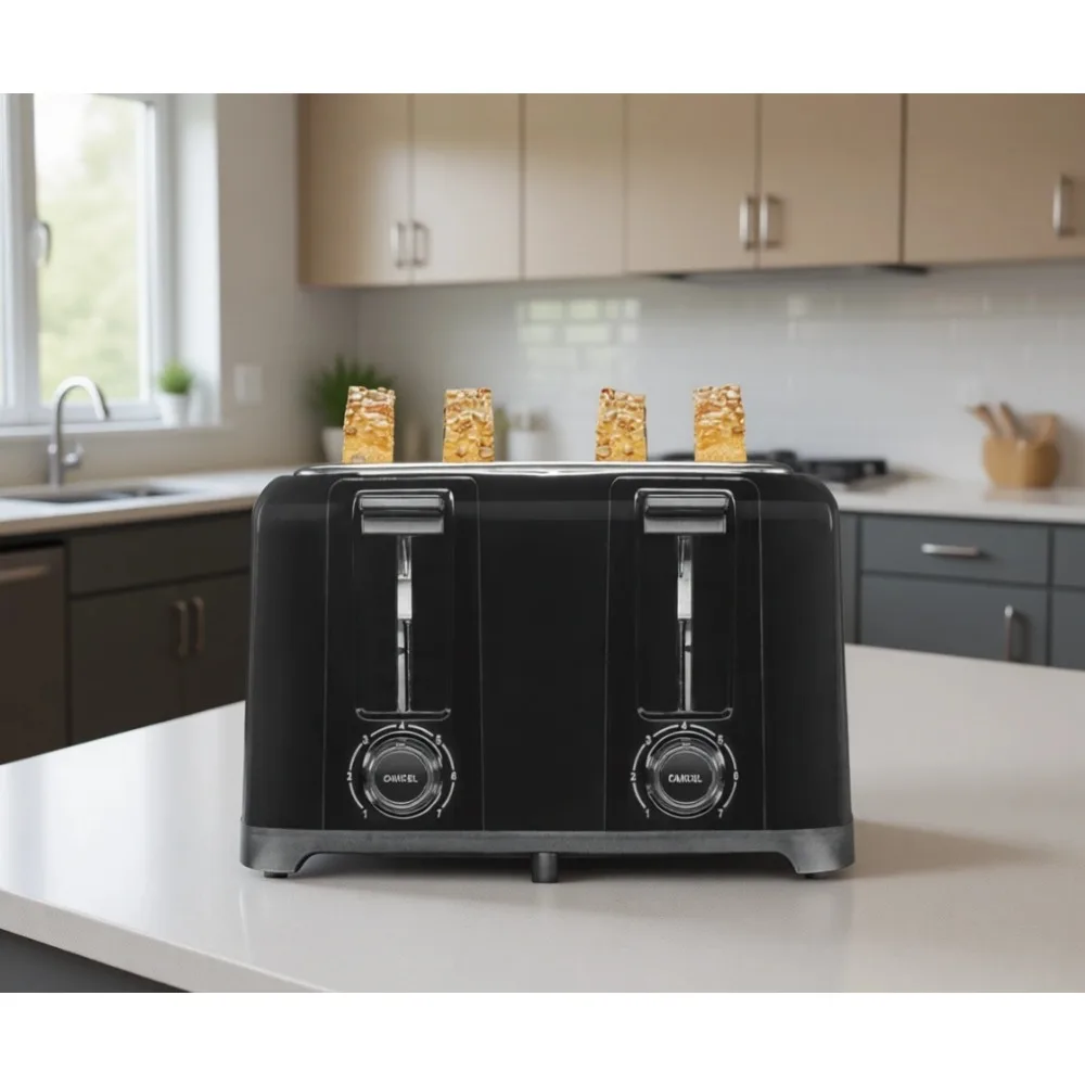 

Four Slice Toaster with Extra Wide Slots Bagel Shade Selector Seven Browning Levels Cool Touch Auto Shut Off Cancel