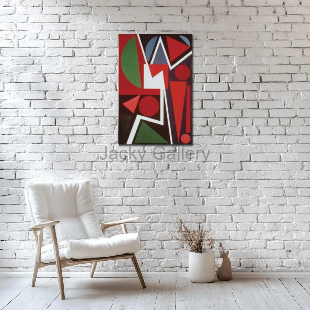 Hand Painted Cubist Style Abstract Dancer Oil Painting Modern Geometric Movement Wall Art Large Canvas Living Room Decor