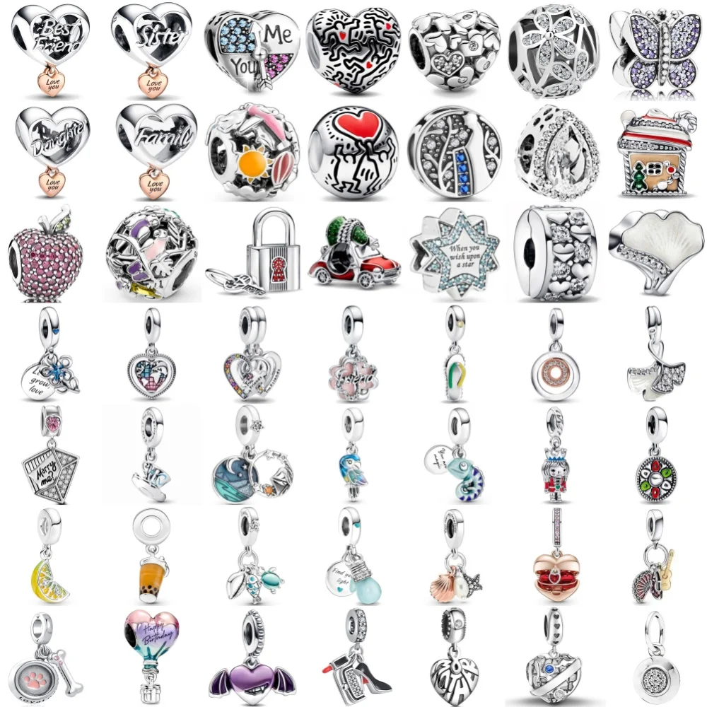 

Новая серебряная бабочка 925, чай с молоком из яблочных бусин, подвеска с лампочкой, подходит для европейского оригинального браслета, изысканные ювелирные изделия своими руками