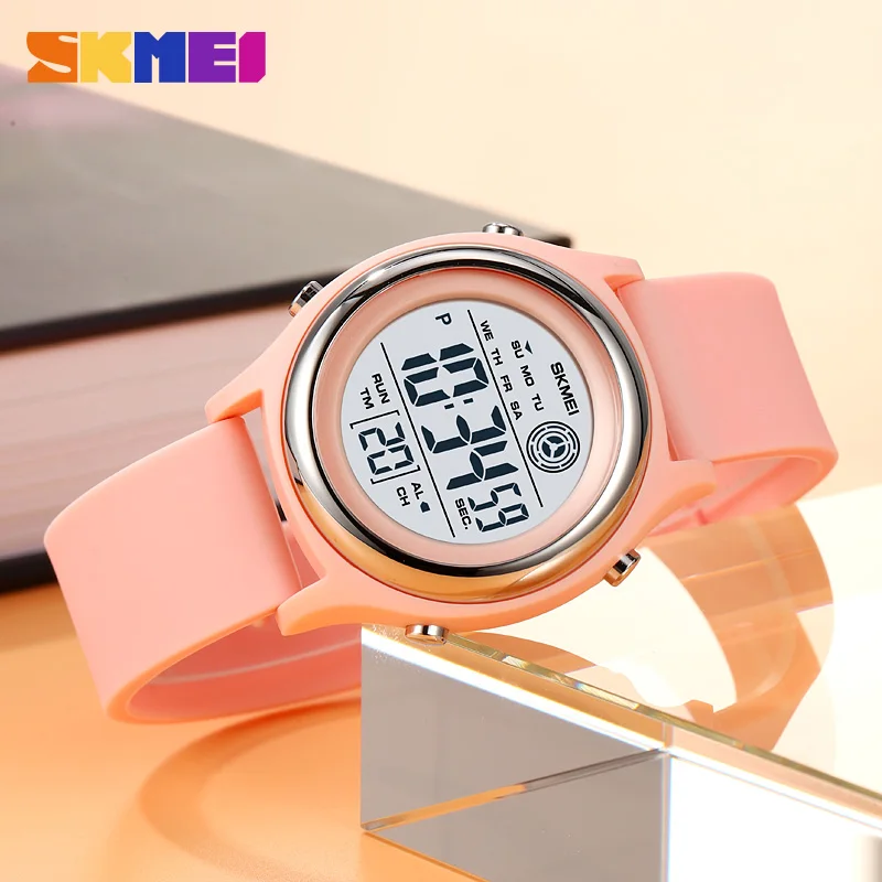 SKMEI-reloj Digital de pulsera para mujer, cronómetro resistente al agua hasta 50M, a prueba de golpes, con pantalla de luz trasera y cuenta atrás, 2094