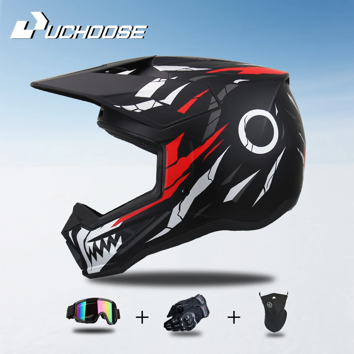 

Motorcycle off-road helmet fully covered electric vehicle pulling full helmet mountain downhill all season Three-Piece Gift Set