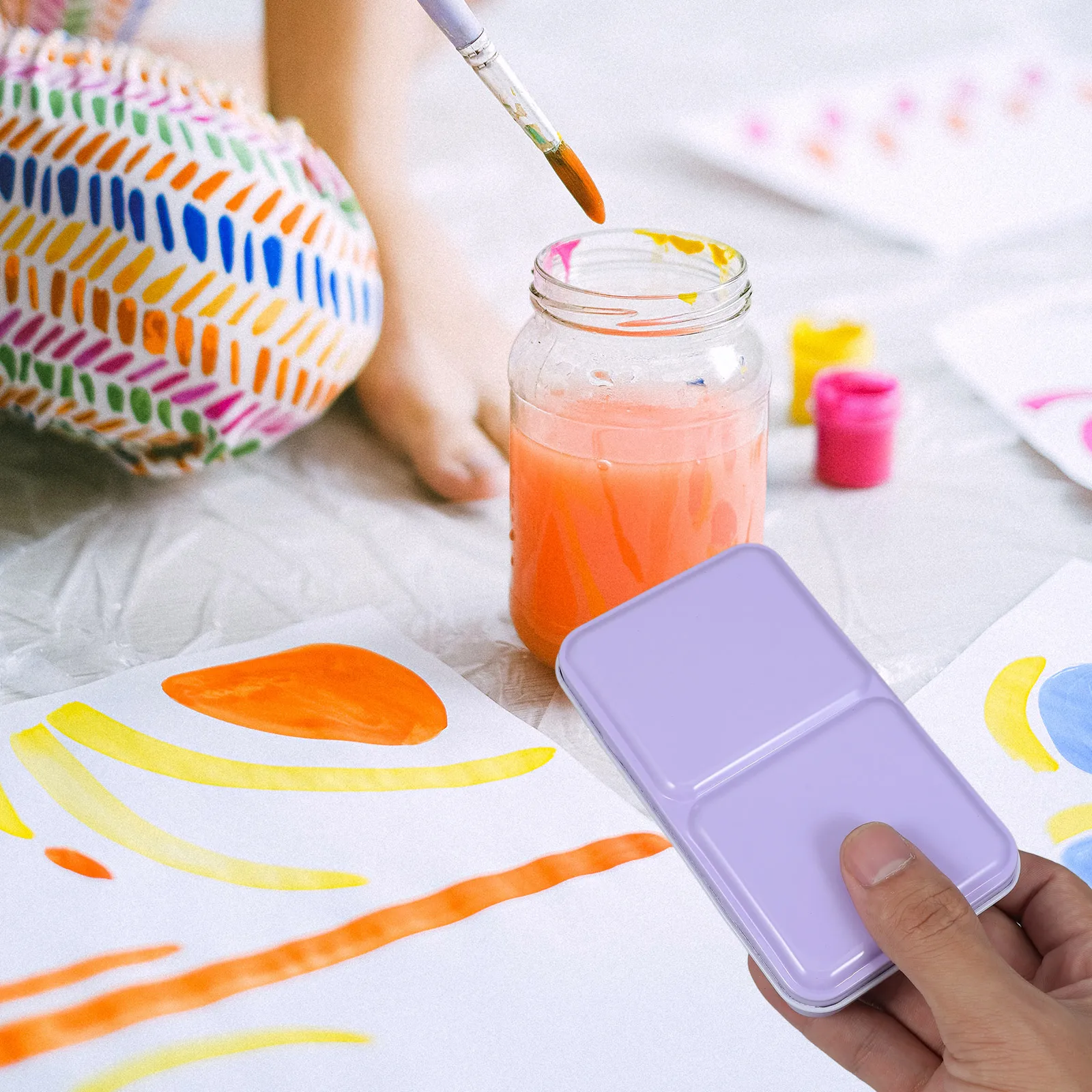 

Watercolor Paint Box Solid DIY Tin Palette Portable Mini Travel Mixing Pans Metal Tray Waterproof Durable Empty for Outdoor