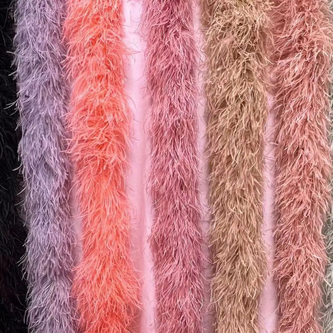 

6/10/12ply Fluffy Ostrich Feathers Boa for Crafts Wedding Party Dress Skirt Decoration Natural Plumes Scarf Trims Multicolor