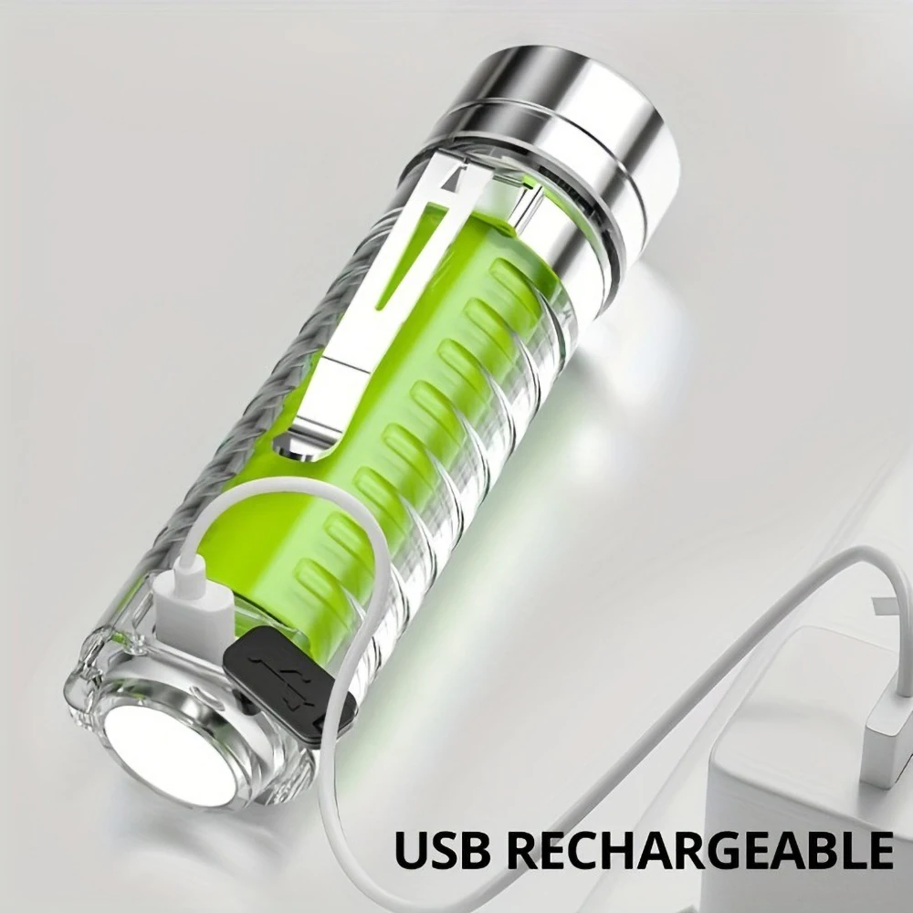 Mini LED Flashlight Multifunction Super Bright Small Torch With Strong Magnet USB Rechargeable Outdoor Camping Hiking Flashlight