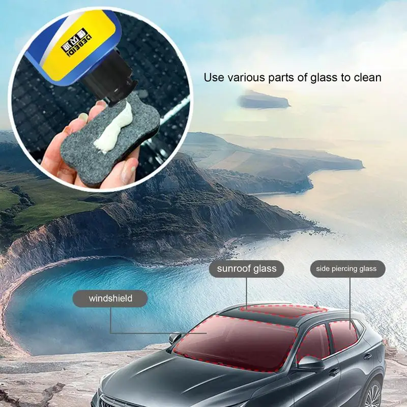 Car Glass Oil Film Remover Window Cleaner Windshield Polishing Compound Water Stain Removal Paste Anti-rain Car Household