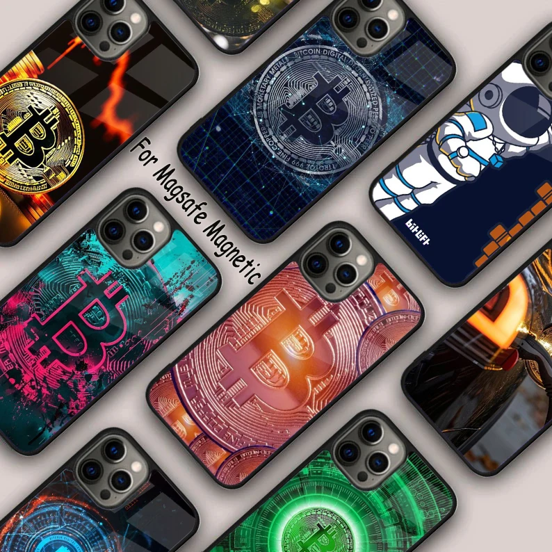 

Bitcoin Astronaut pattern Magnetic Phone Case For APPLE iPhone 16 14 13 12 11 Pro Max 15 Plus Wireless Charge With MagSafe Cover