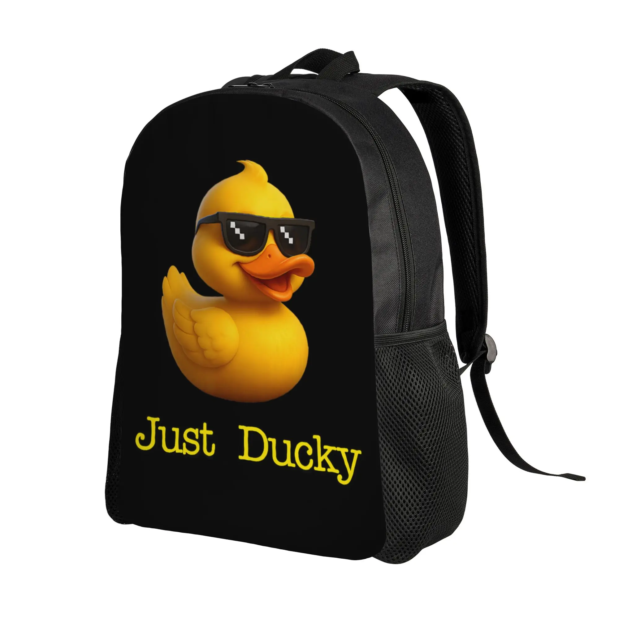 Just Ducky Funny Rubber Yellow Duck  Backpack Men  Lightweight Backpacks Polyester Fashion High School Bags Hiking Rucksack