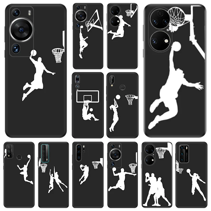 Matte Soft Phone Case for Honor X7 b X8 X9 X6 a 90 70 Magic5 Basketball White Dunk Sports Huawei P40 P30 P20 P Smart Black Cover