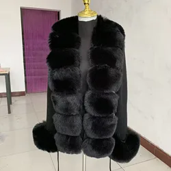 Women's Cropped Sweater Cardigan Spring Autumn Hot Sale Faux Fur Knit Sweater Cardigan with Faux Fox Fur Fur Collar Ladies Coat