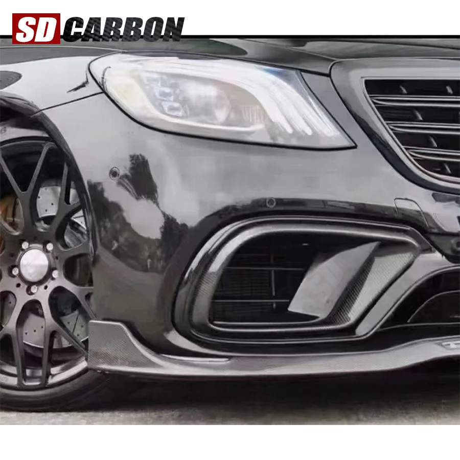 

Накладки на воздухозаборники переднего бампера из карбона для Mercedes Benz S-класса W222 S63 AMG 2018-2020, комплекты для тюнинга кузова, автомобильные аксессуары