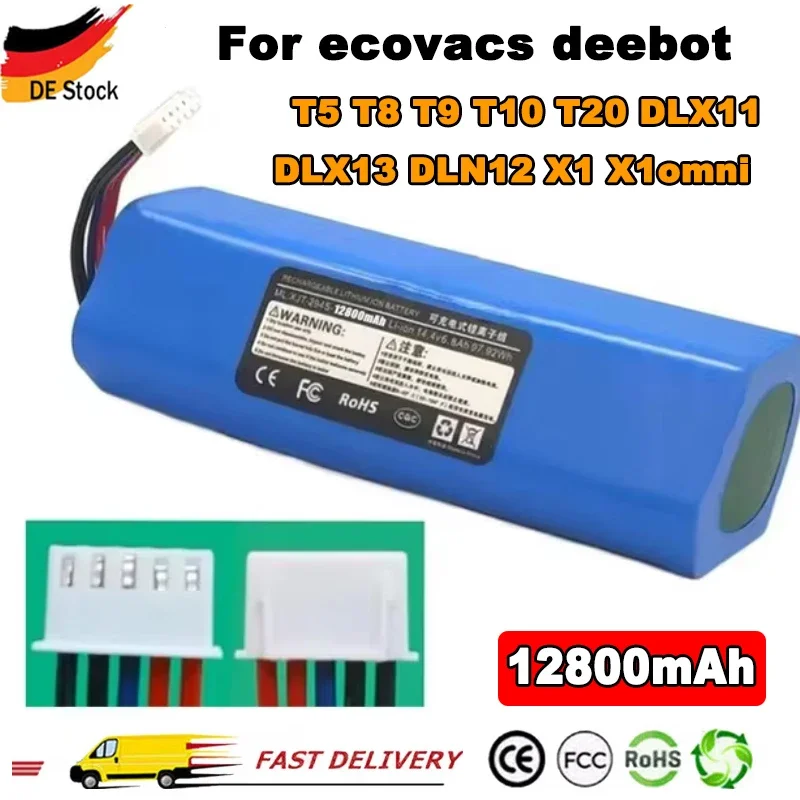 Battery For ecovacs deebot T5 T8 T9 T10 T20 DLX11 DLX13 DLN12 X1 X1omni X1turbo Sweeping Robot Battery 14.8V 12800mAh