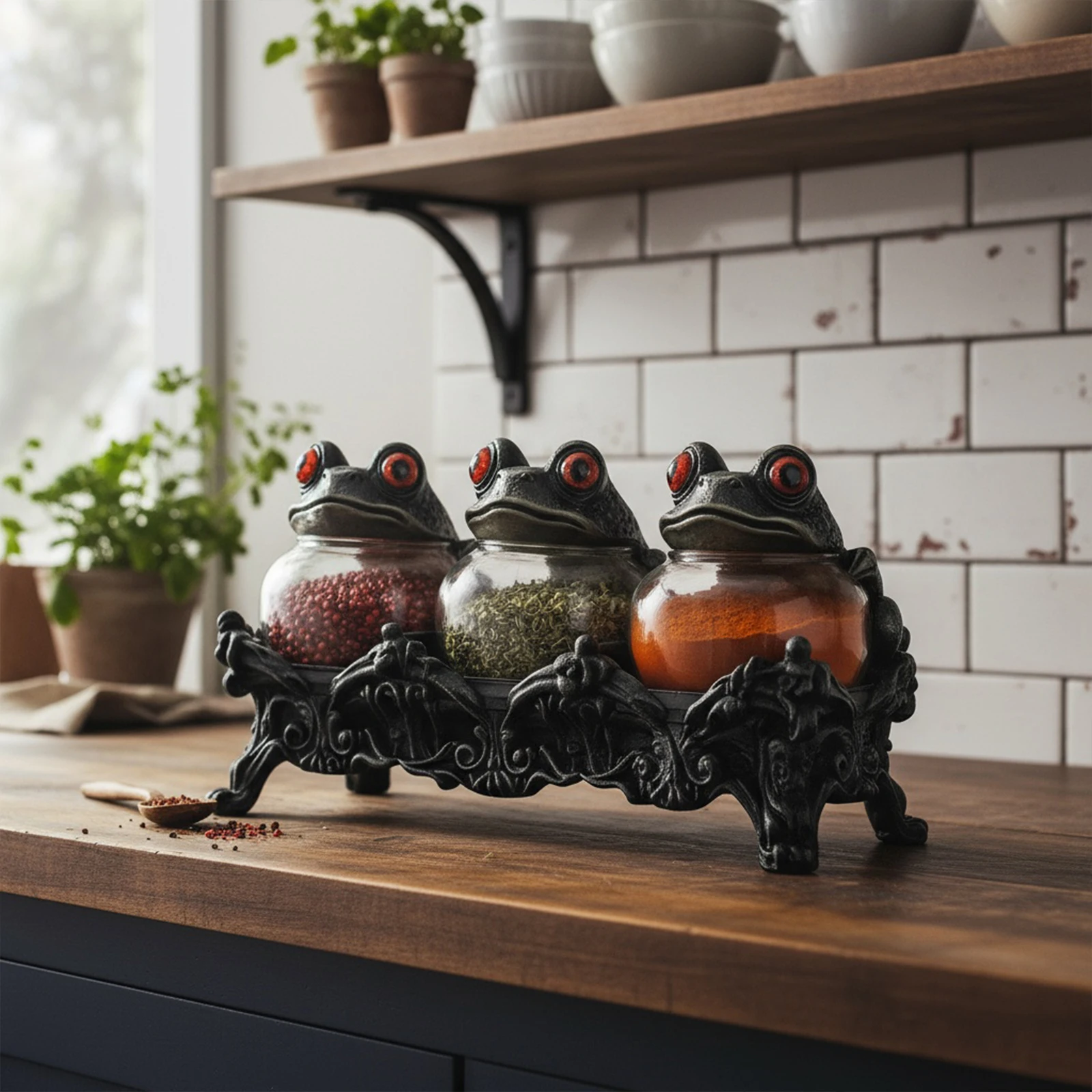 

Стеклянные баночки для специй ручной работы в стиле ведьминой лягушки, пустые, прозрачные, для соли и перца