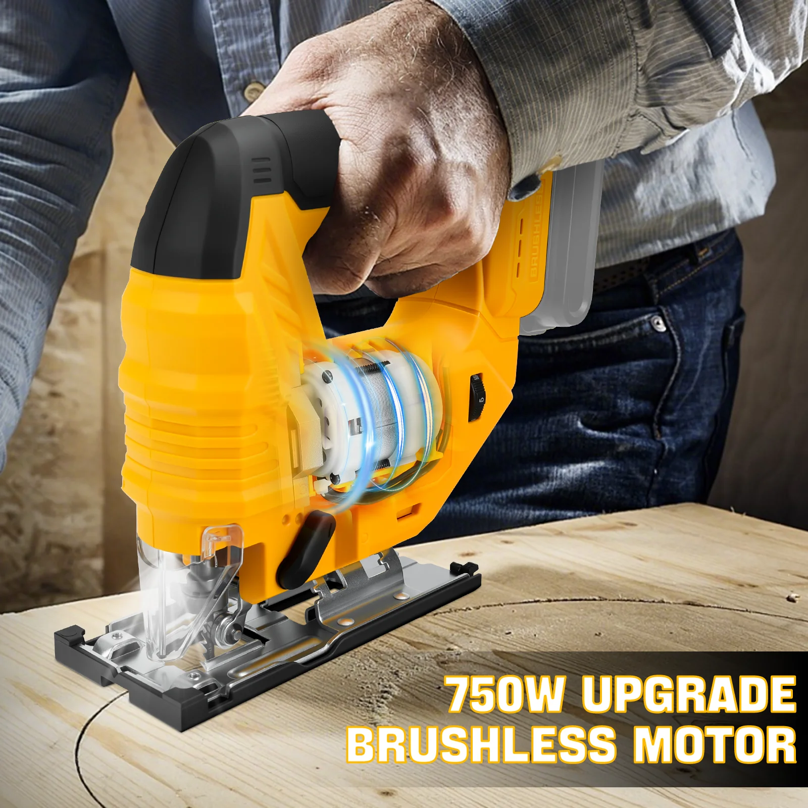 

Brushless Electric Jig Saw 750W 2700RPM Cordless Jigsaw 7 Speeds Wood Plastic Metal Cutting For Dewalt 20V Battery Pin