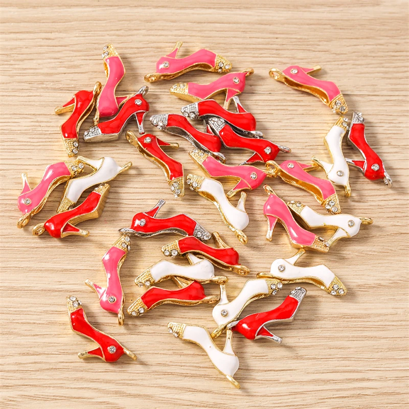 10 Stück 11x23mm Niedliche Emaille High Heels Anhänger für die Herstellung von Ohrhängern, Halsketten, Armbändern, DIY-Bastelarbeiten, Schmuckzubehör – Detail 8